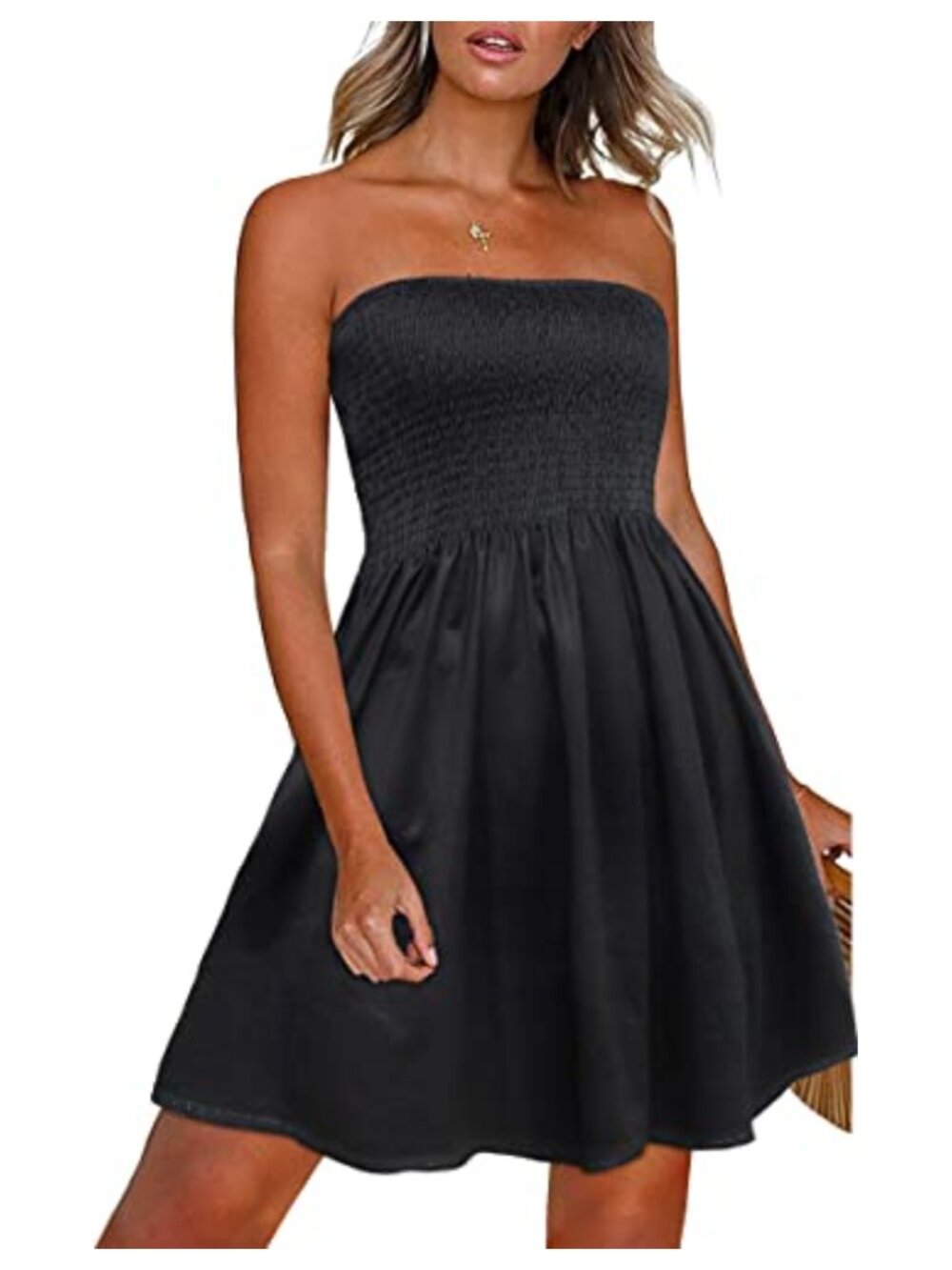 Strapless Boho Sundress Beach Casual Cover Up Sleeveless A-Line Knee Length